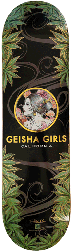 Geisha Girls Skateboard Deck (Green Leaves)